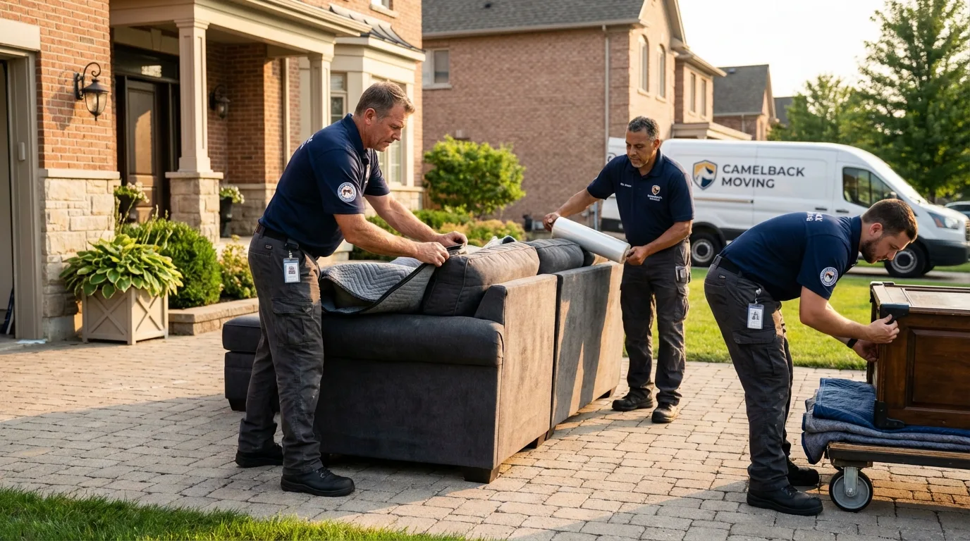 Large estate moving crew wrapping furniture in Hart, MI